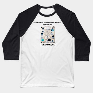 I Identify as a Conspiracy Theorist Pronouns  Told You So Baseball T-Shirt